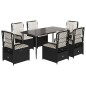 vidaXL Set de comedor de jardín 7 pzas y cojines ratán sintético negro vidaXL Set de comedor de jardín 7 pzas y cojines ratán sintético negro