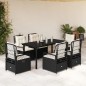 vidaXL Set de comedor de jardín 7 pzas y cojines ratán sintético negro vidaXL Set de comedor de jardín 7 pzas y cojines ratán sintético negro
