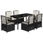 vidaXL Set de comedor de jardín 7 pzas y cojines ratán sintético negro vidaXL Set de comedor de jardín 7 pzas y cojines ratán sintético negro