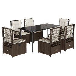 vidaXL Set comedor de jardín 7 pzas con cojines ratán sintético marrón
