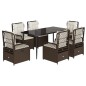vidaXL Set comedor de jardín 7 pzas con cojines ratán sintético marrón vidaXL Set comedor de jardín 7 pzas con cojines ratán sintético marrón