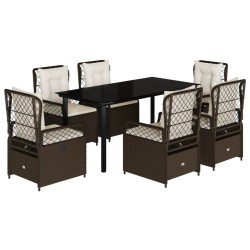 vidaXL Set comedor de jardín 7 pzas con cojines ratán sintético marrón