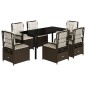 vidaXL Set comedor de jardín 7 pzas con cojines ratán sintético marrón vidaXL Set comedor de jardín 7 pzas con cojines ratán sintético marrón