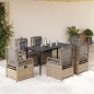 vidaXL Set comedor de jardín 7 pzas con cojines ratán sintético beige vidaXL Set comedor de jardín 7 pzas con cojines ratán sintético beige