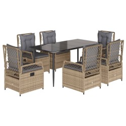 vidaXL Set comedor de jardín 7 pzas con cojines ratán sintético beige