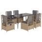 vidaXL Set comedor de jardín 7 pzas con cojines ratán sintético beige vidaXL Set comedor de jardín 7 pzas con cojines ratán sintético beige