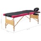 vidaXL Camilla de masaje plegable 3 zonas madera negro y rosa vidaXL Camilla de masaje plegable 3 zonas madera negro y rosa