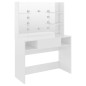 vidaXL Tocador de maquillaje luces LED MDF blanco brillo 100x40x135 cm vidaXL Tocador de maquillaje luces LED MDF blanco brillo 100x40x135 cm