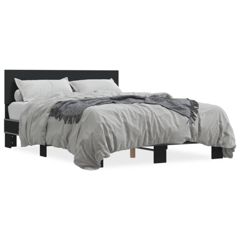vidaXL Estructura de cama madera de ingeniería y metal negro 135x190cm