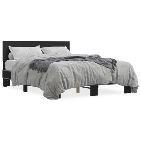 vidaXL Estructura de cama madera de ingeniería y metal negro 135x190cm