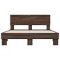 vidaXL Estructura cama madera ingeniería metal marrón roble 135x190 cm vidaXL Estructura cama madera ingeniería metal marrón roble 135x190 cm