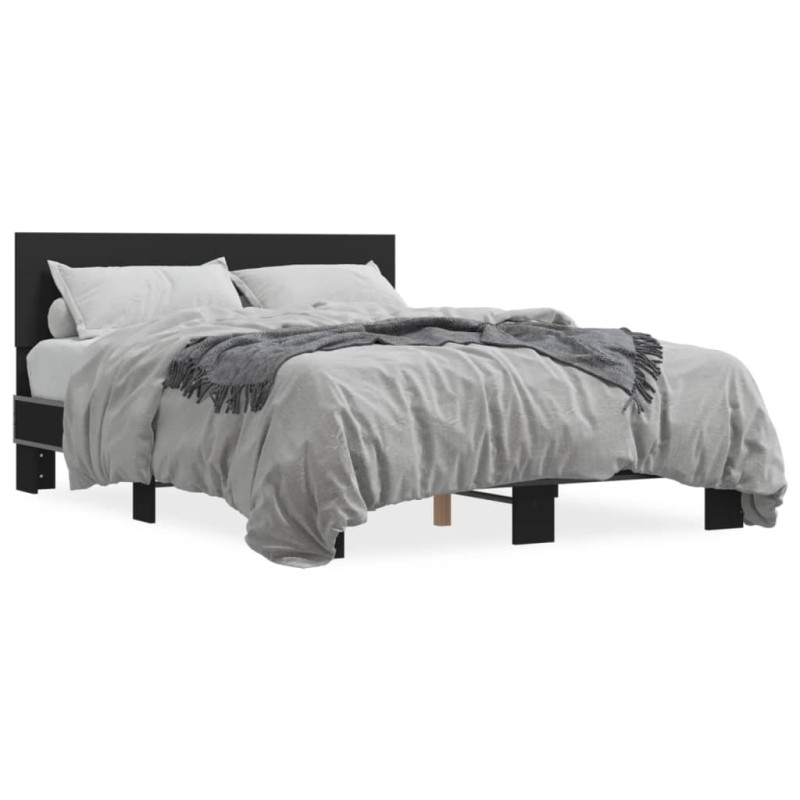 vidaXL Estructura de cama madera de ingeniería y metal negro 120x200cm vidaXL Estructura de cama madera de ingeniería y metal negro 120x200cm