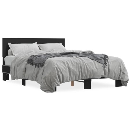 vidaXL Estructura de cama madera de ingeniería y metal negro 120x200cm