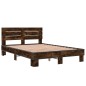 vidaXL Estructura cama madera ingeniería metal roble ahumado 140x190cm