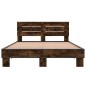 vidaXL Estructura cama madera ingeniería metal roble ahumado 140x190cm