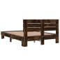 vidaXL Estructura cama madera ingeniería metal roble ahumado 140x190cm