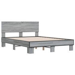 vidaXL Estructura cama madera ingeniería metal gris Sonoma 120x190 cm
