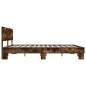 vidaXL Estructura cama madera ingeniería metal roble ahumado 200x200cm vidaXL Estructura cama madera ingeniería metal roble ahumado 200x200cm