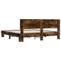 vidaXL Estructura cama madera ingeniería metal roble ahumado 200x200cm vidaXL Estructura cama madera ingeniería metal roble ahumado 200x200cm