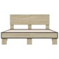 vidaXL Estructura cama madera ingeniería metal roble Sonoma 140x190 cm vidaXL Estructura cama madera ingeniería metal roble Sonoma 140x190 cm