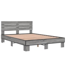 vidaXL Estructura cama madera ingeniería metal gris Sonoma 120x190 cm