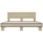 vidaXL Estructura cama madera ingeniería metal roble Sonoma 160x200 cm vidaXL Estructura cama madera ingeniería metal roble Sonoma 160x200 cm