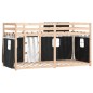 vidaXL Litera con cortinas madera maciza pino blanco y negro 90x200 cm