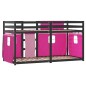 vidaXL Litera con cortinas madera maciza de pino rosa 90x200 cm vidaXL Litera con cortinas madera maciza de pino rosa 90x200 cm