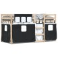 vidaXL Litera con cortinas madera maciza pino blanco y negro 80x200 cm