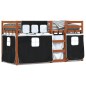 vidaXL Litera con cortinas madera maciza pino blanco y negro 90x190 cm vidaXL Litera con cortinas madera maciza pino blanco y negro 90x190 cm