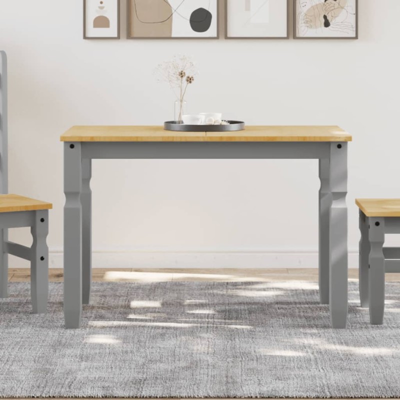 vidaXL Mesa de comedor Corona madera maciza de pino gris 112x60x75 cm vidaXL Mesa de comedor Corona madera maciza de pino gris 112x60x75 cm