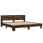 vidaXL Estructura cama madera ingeniería metal roble ahumado 180x200cm vidaXL Estructura cama madera ingeniería metal roble ahumado 180x200cm
