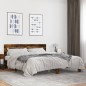 vidaXL Estructura cama madera ingeniería metal roble ahumado 200x200cm