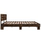 vidaXL Estructura cama madera ingeniería metal roble ahumado 200x200cm