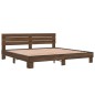 vidaXL Estructura cama madera ingeniería metal marrón roble 180x200 cm vidaXL Estructura cama madera ingeniería metal marrón roble 180x200 cm