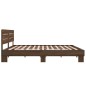 vidaXL Estructura cama madera ingeniería metal marrón roble 180x200 cm vidaXL Estructura cama madera ingeniería metal marrón roble 180x200 cm
