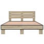 vidaXL Estructura cama madera ingeniería metal roble Sonoma 140x200 cm vidaXL Estructura cama madera ingeniería metal roble Sonoma 140x200 cm