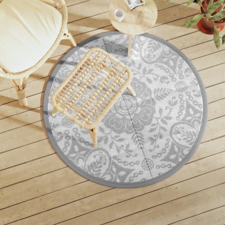 vidaXL Alfombra de exterior PP gris claro Ø120 cm