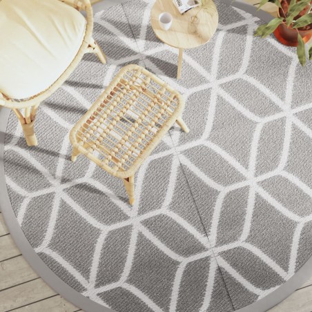 vidaXL Alfombra de exterior PP gris Ø200 cm