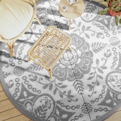 vidaXL Alfombra de exterior PP gris claro Ø200 cm