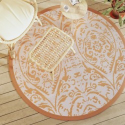 vidaXL Alfombra de exterior PP naranja y blanco Ø160 cm