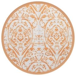 vidaXL Alfombra de exterior PP naranja y blanco Ø160 cm