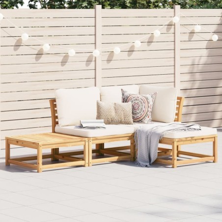 vidaXL Set de muebles de jardín 4 pzs y cojines madera maciza acacia