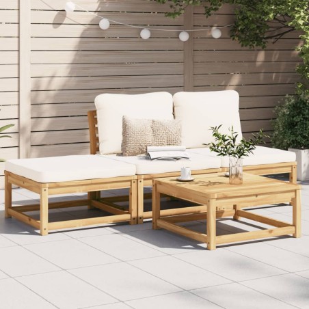 vidaXL Set de muebles de jardín 4 pzs y cojines madera maciza acacia