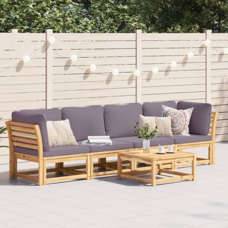 vidaXL Set de muebles de jardín 4 pzs y cojines madera maciza acacia