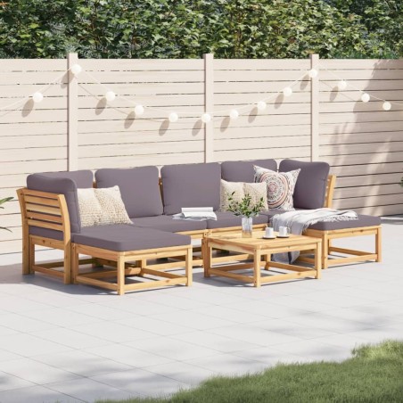 vidaXL Juego de muebles jardín 7 pzas con cojines madera maciza acacia