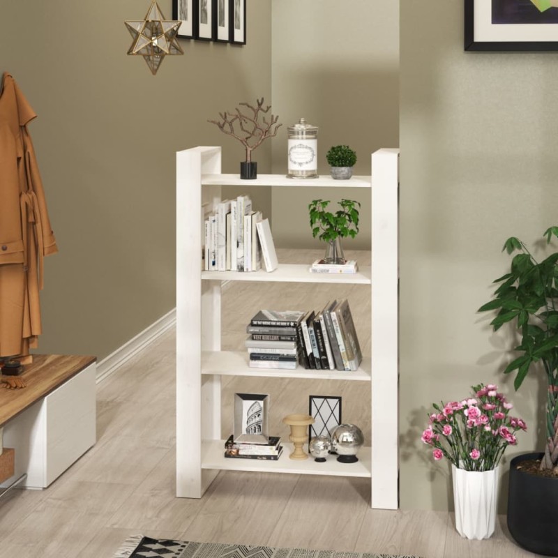 vidaXL Estantería/divisor de espacios madera pino blanco 80x35x125 cm