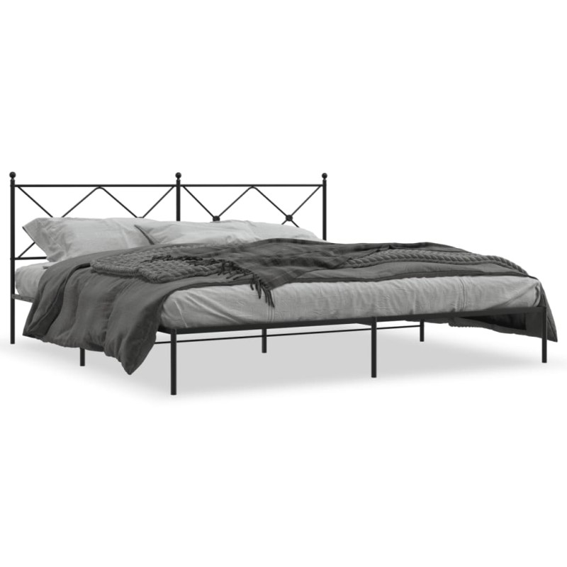 vidaXL Estructura de cama con cabecero metal negro 200x200 cm vidaXL Estructura de cama con cabecero metal negro 200x200 cm