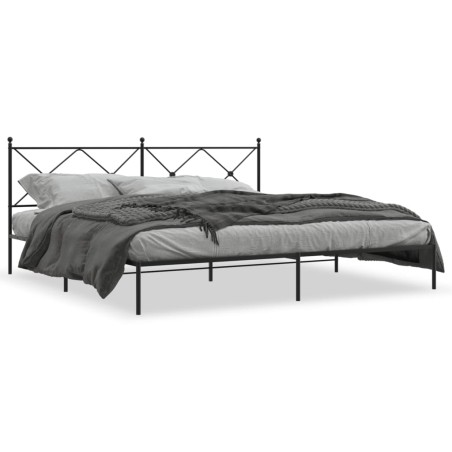 vidaXL Estructura de cama con cabecero metal negro 200x200 cm