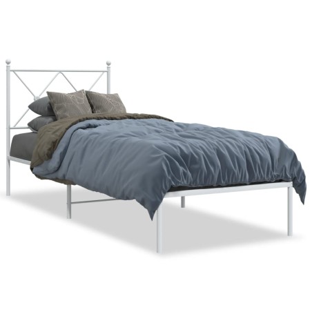 vidaXL Estructura de cama de metal con cabecero blanco 80x200 cm